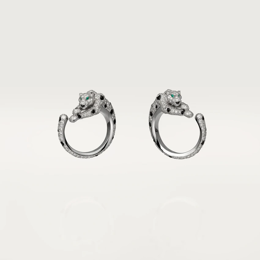 Cartier Panthère de Cartier Earrings, White Gold, Emeralds, Onyx, Diamonds Ref. H8000330