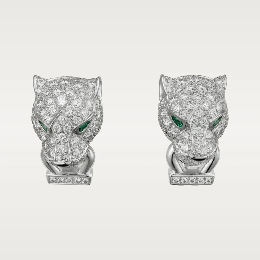 Cartier Panthère de Cartier Earrings, White Gold, Emeralds, Onyx, Diamonds Ref. N8503200