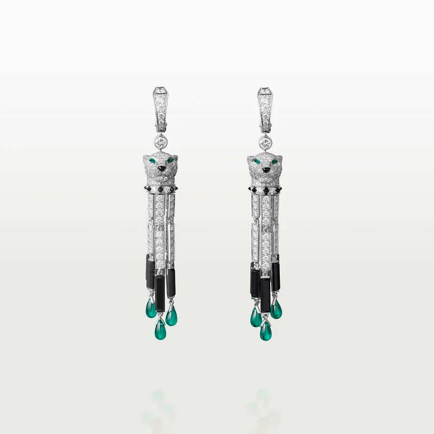 Cartier Panthere De Cartier Earrings White Gold Onyx Emeralds And Diamonds Ref Hp800976 Coral (1)