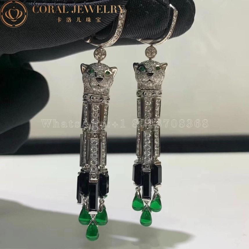 Cartier Panthère de Cartier Earrings, White Gold, Onyx, Emeralds and Diamonds Ref. HP800976