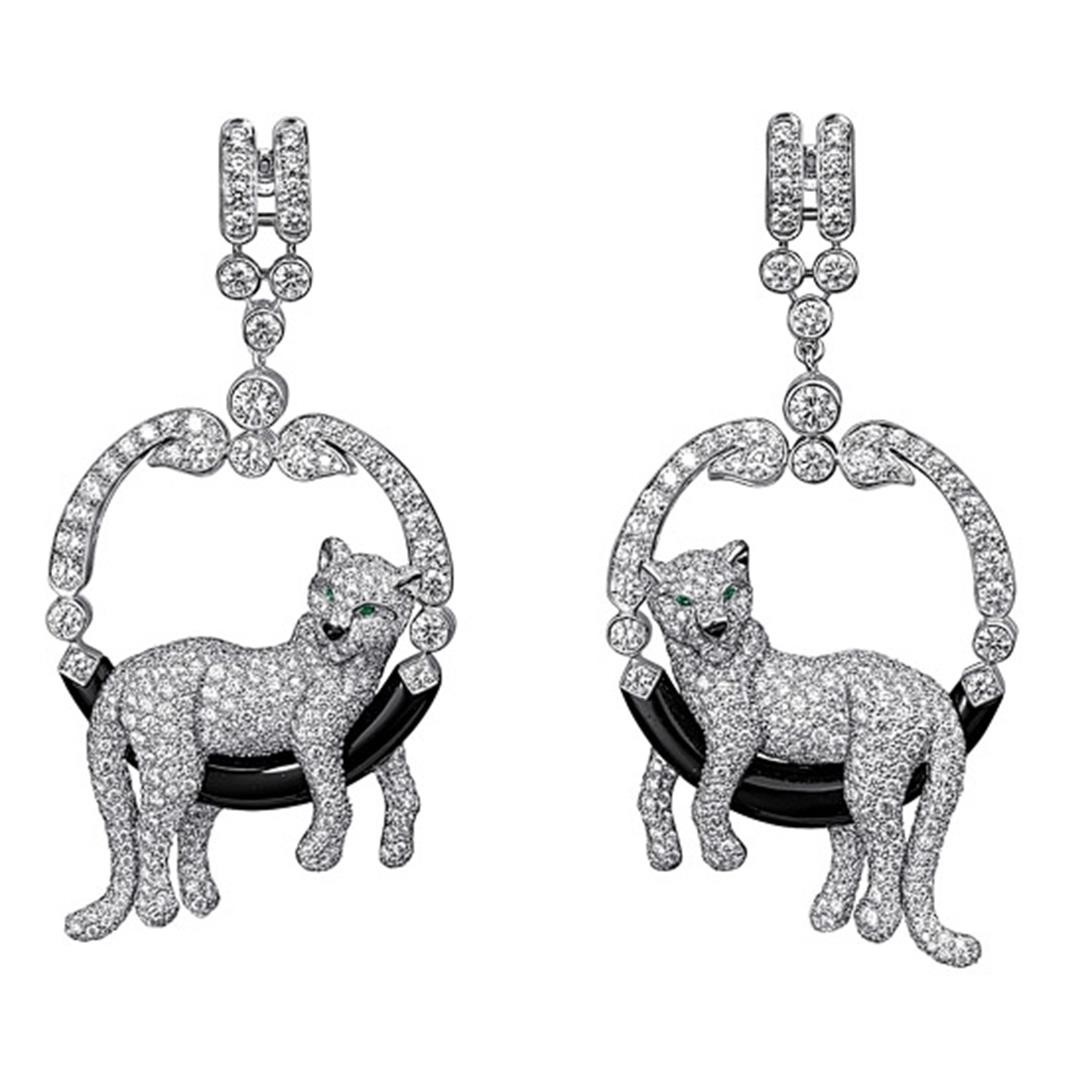 Cartier Panthère de Cartier Earrings, White Gold, Diamond, Onyx, Emeralds Ref. HP800756