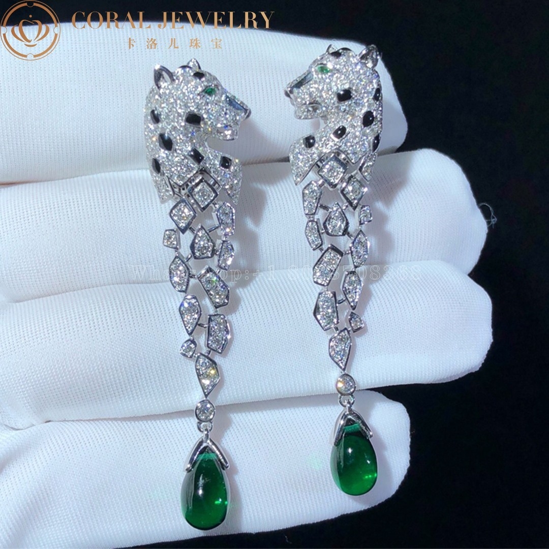 Cartier Panthere De Cartier Earrings White Gold Diamonds Onyx Emeralds Ref Hp800671 Coral (1)