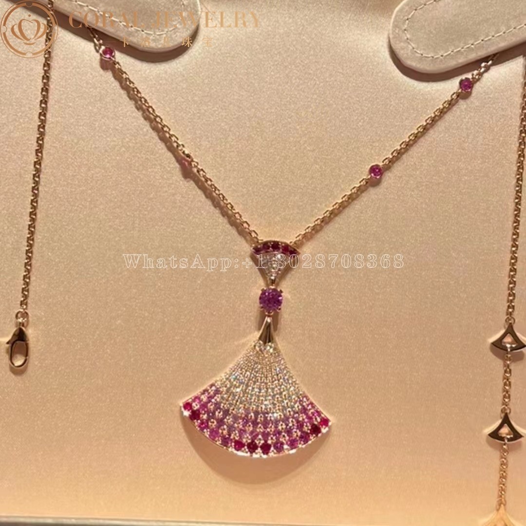 Bulgari Divas' Dream Necklace Rose Gold Central and Sapphires and Diamonds Ref.: 358114