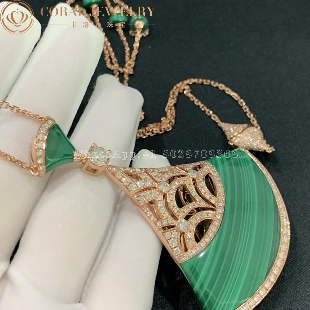 Bulgari Divas' Dream Necklace Rose Gold Malachite and Diamonds Ref.: 358222