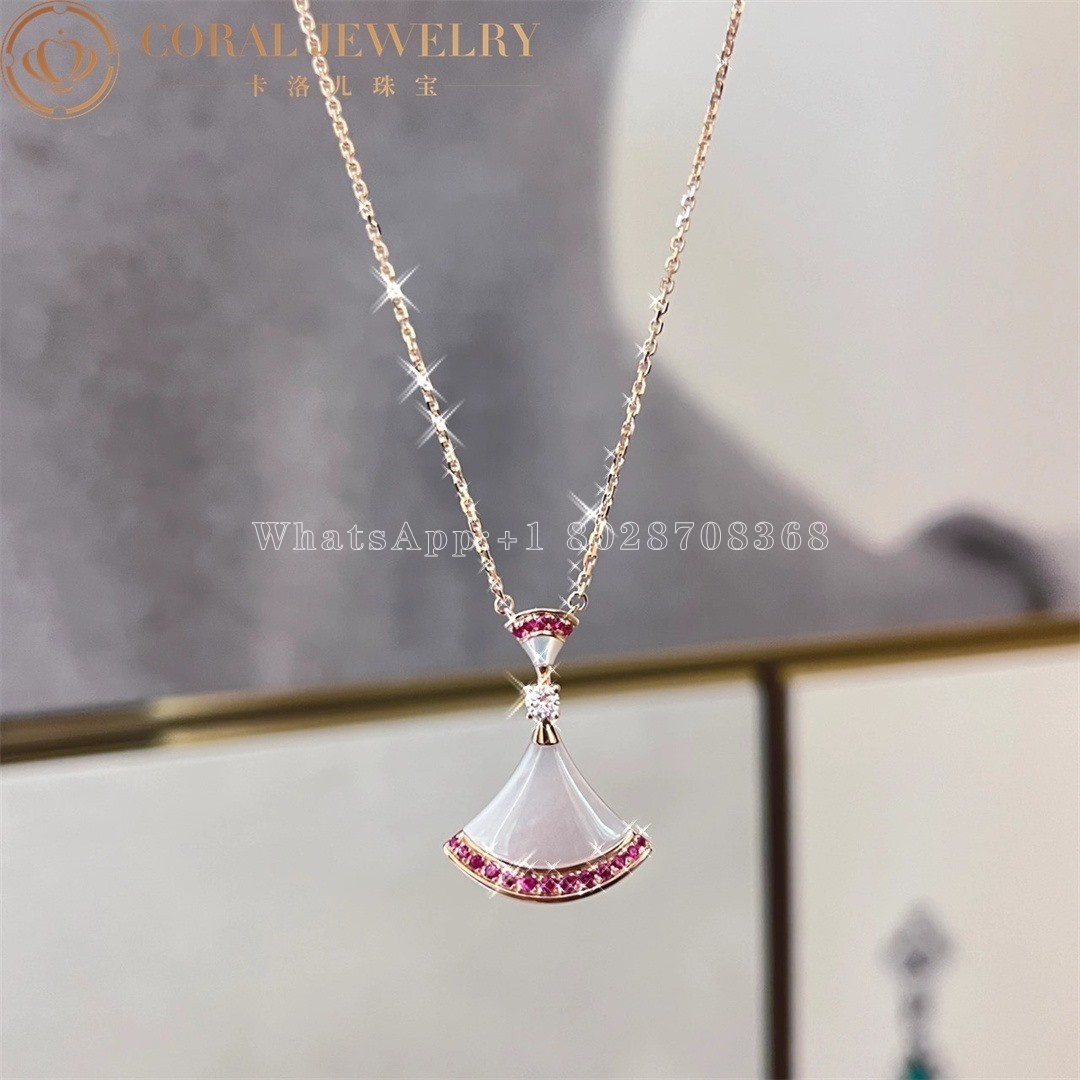 Bulgari Divas' Dream Necklace Rose Gold Mother-of-pearl and Rubies Ref.: 358122