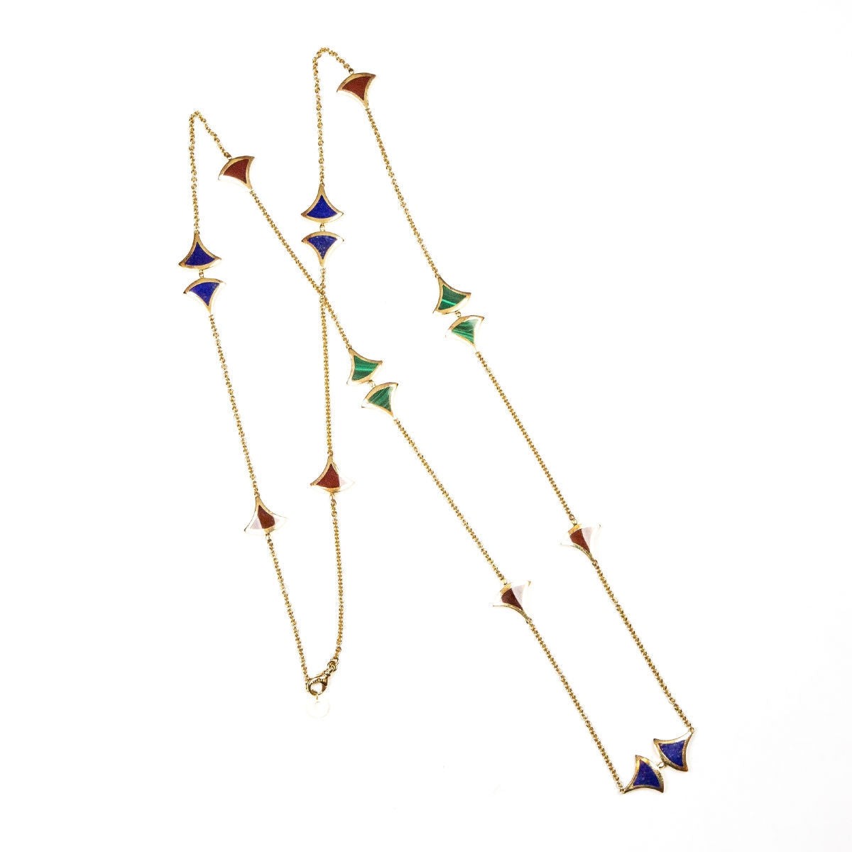 Bulgari Divas' Dream Necklace Yellow Gold Carnelian Lapis Malachite Sautoir Necklace Ref.: 350739 CL857231