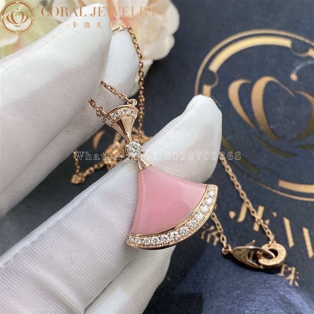 Bulgari Divas' Dream Necklace Rose Gold Pink Opal and Diamonds Ref.: 354340