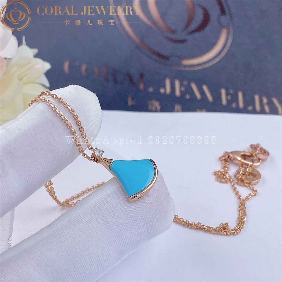 Bulgari Divas' Dream Necklace Rose Gold Turquoise and Diamonds Ref.: 350584