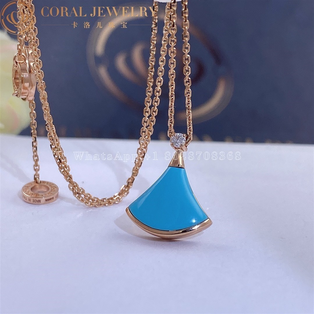 Bulgari Divas' Dream Necklace Rose Gold Turquoise and Diamonds Ref.: 350584