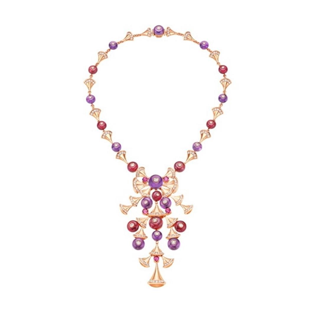 Bulgari Divas Dream Necklace Rose Gold Amethyst Tourmaline And Diamond 348353 Cl856481 (2)