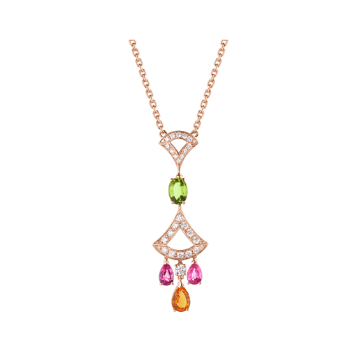 Bulgari Divas' Dream Necklace Rose Gold Citrine, Peridot, Pink Tourmaline Ref.: 355613