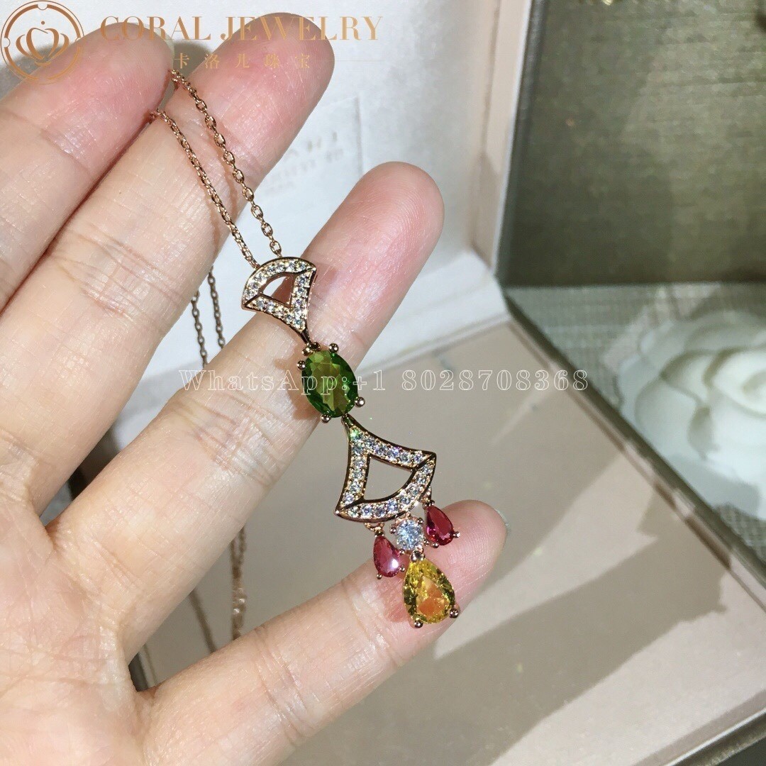 Bulgari Divas' Dream Necklace Rose Gold Citrine, Peridot, Pink Tourmaline Ref.: 355613