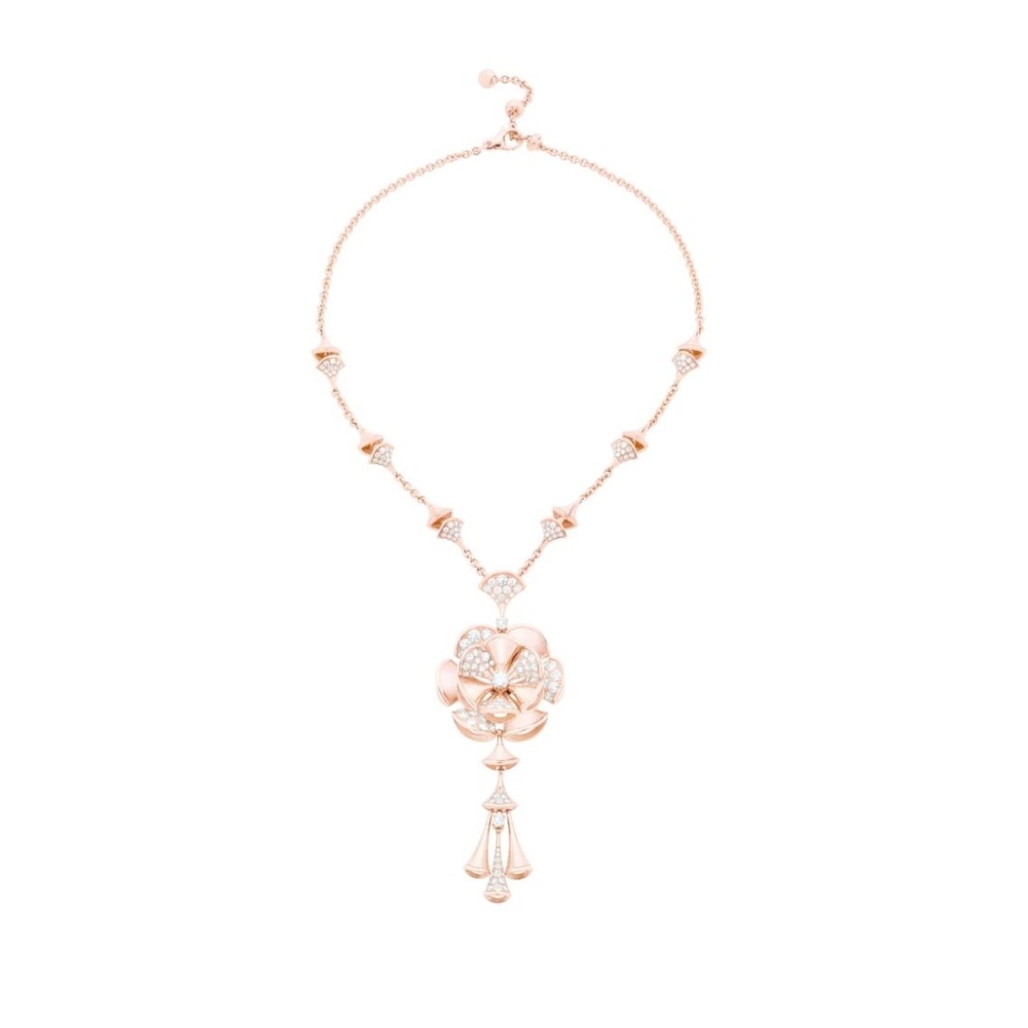 Bulgari Divas' Dream Necklace Rose Gold Set Diamonds Flower Necklace Ref.: CL856457