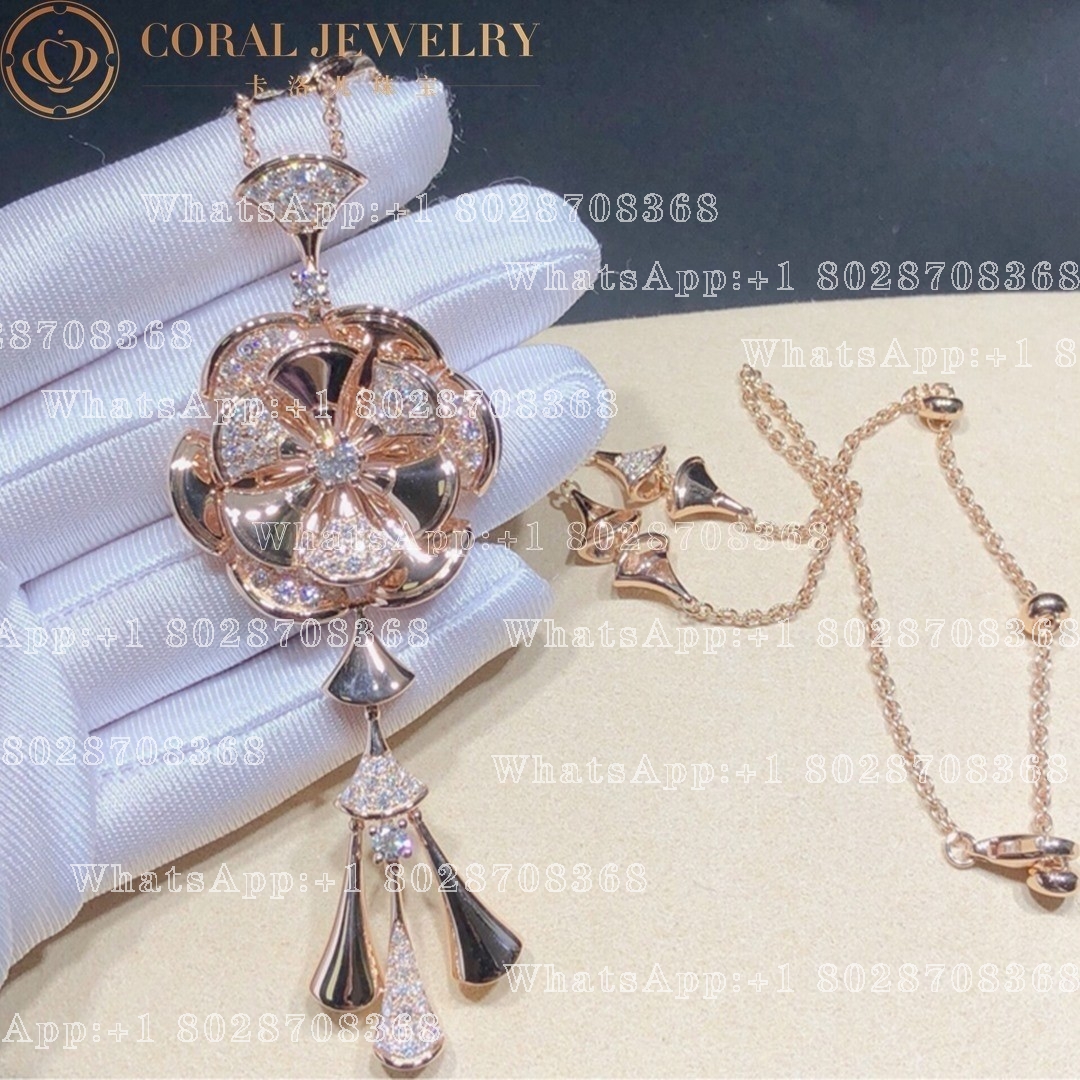 Bulgari Divas' Dream Necklace Rose Gold Set Diamonds Flower Necklace Ref.: CL856457