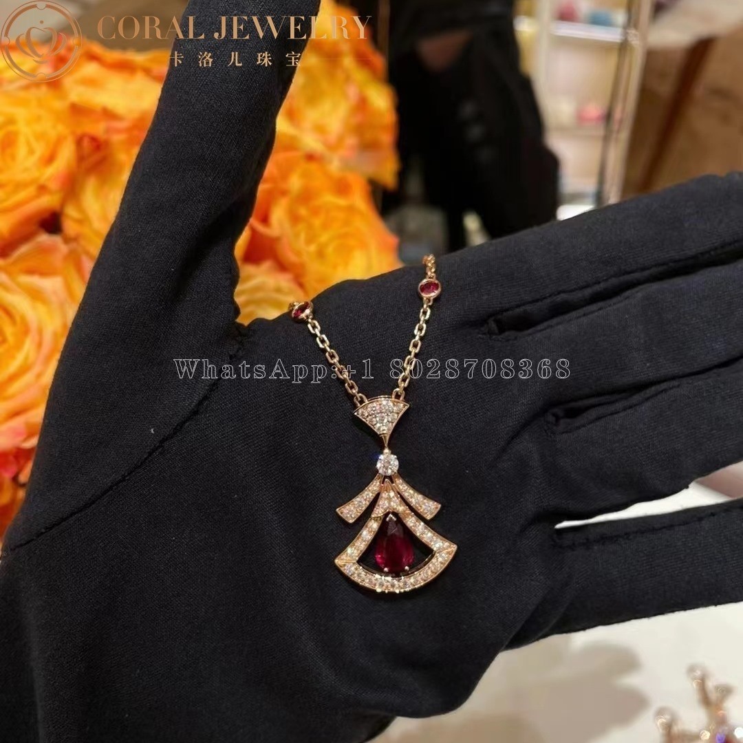 Bulgari Divas' Dream Necklace Rose Gold Set Rubies and Diamonds Ref.: 356953