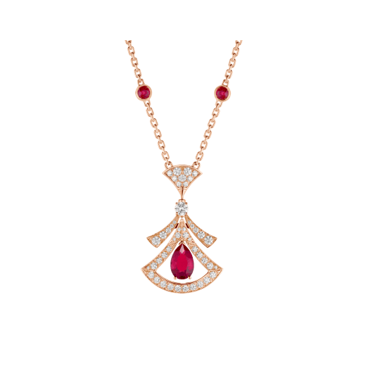 Bulgari Divas' Dream Necklace Rose Gold Set Rubies and Diamonds Ref.: 356953