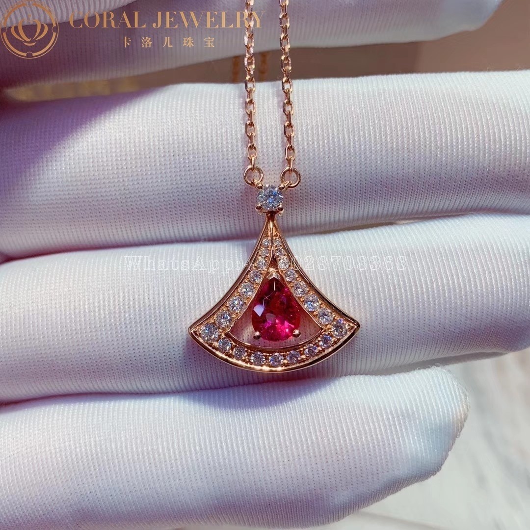 Bulgari Divas' Dream Necklace Rose Gold Set Ruby and Diamonds