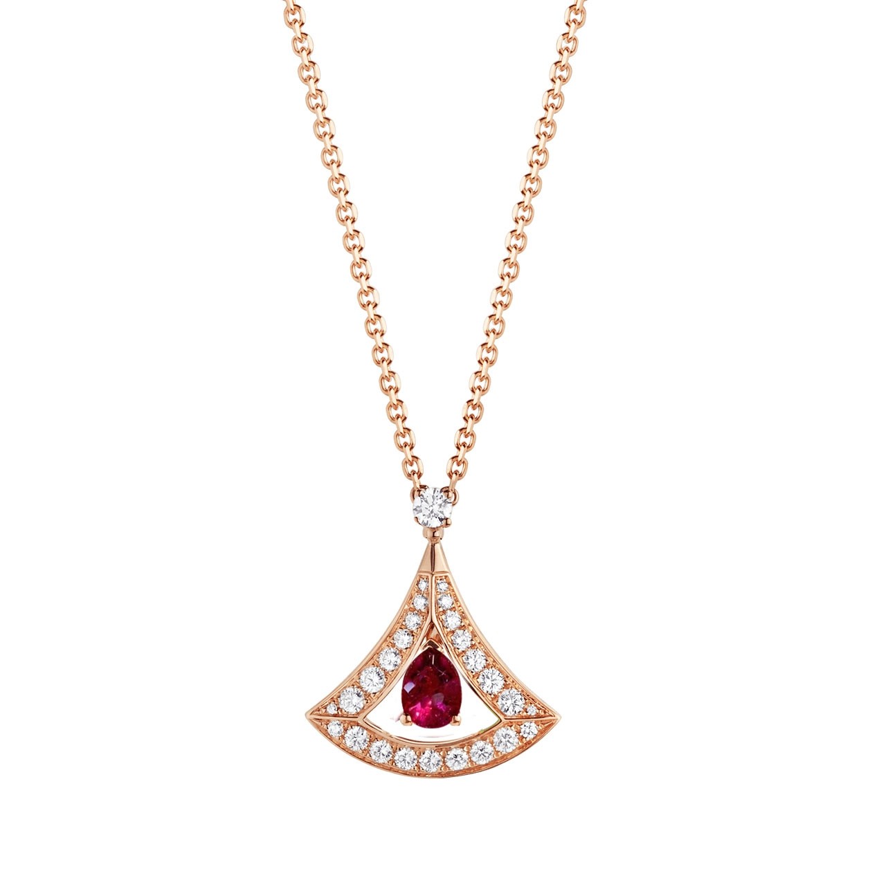 Bulgari Divas' Dream Necklace Rose Gold Set Ruby and Diamonds