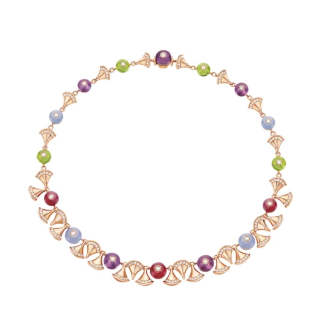 Bulgari Divas Dream Necklace Rose Gold With Diamonds And Gemstones Ref 348355