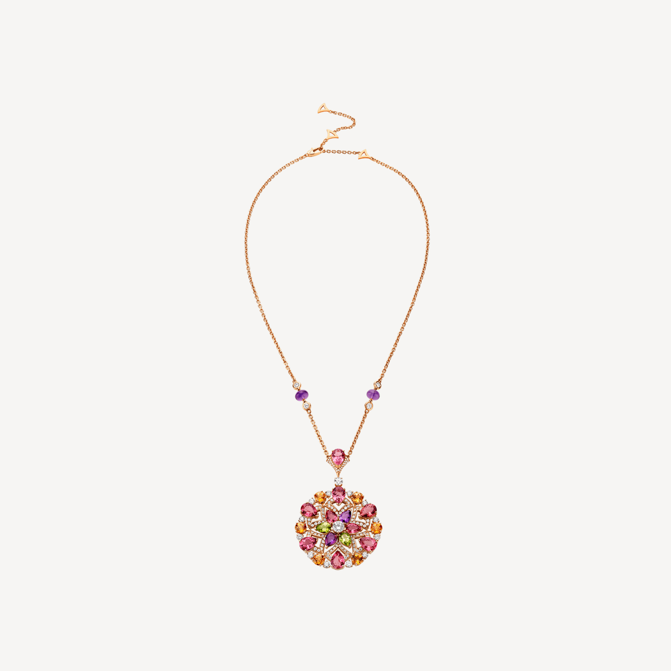 Bulgari Divas Dream Necklace Rose Gold Set With Coloured Gemstones And Pave Diamonds Ref 355907