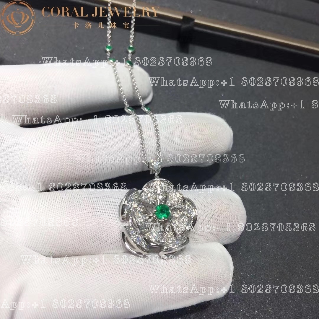 Bulgari Divas Dream Necklace White Gold Set Emeralds And Diamonds Ref 352626 Coral (1)