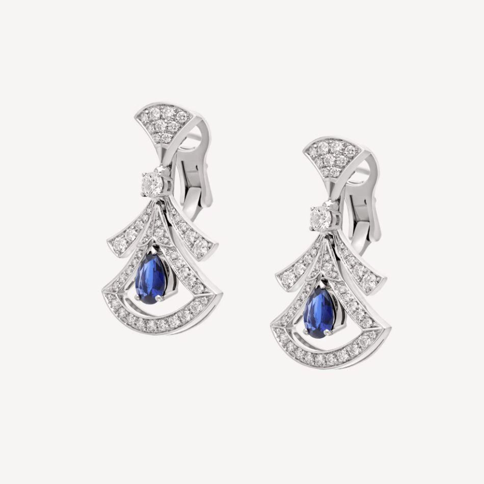 Bulgari Divas Dream Earrings White Gold Diamonds Blue Sapphires Ref 357324 Coral (1)