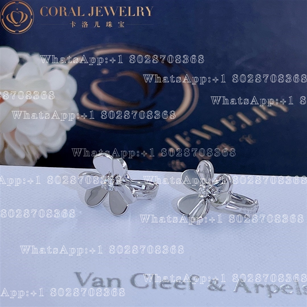 Van Cleef & Arpels Frivole Earrings, Small Model 18k White Gold, Diamond VCARD80200