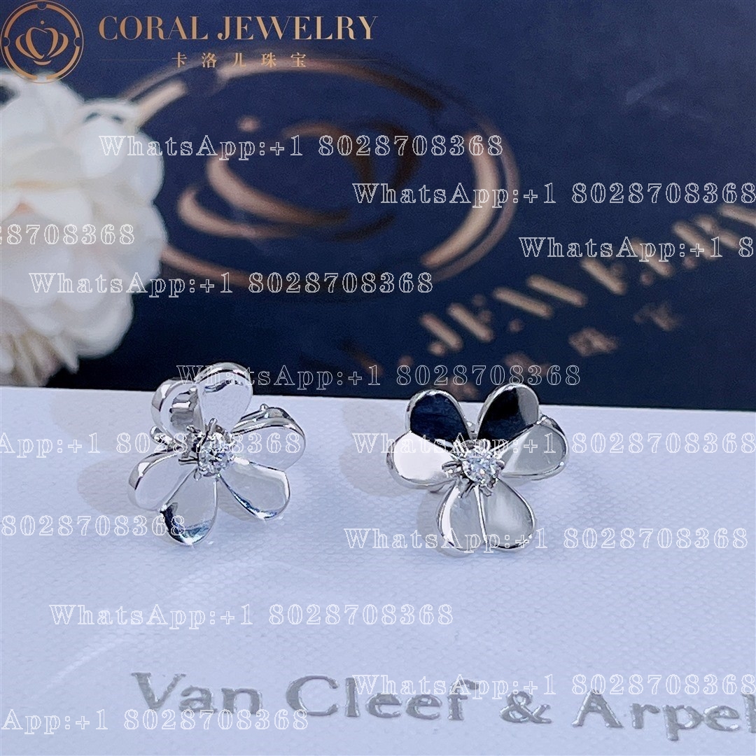 Van Cleef & Arpels Frivole Earrings, Small Model 18k White Gold, Diamond VCARD80200