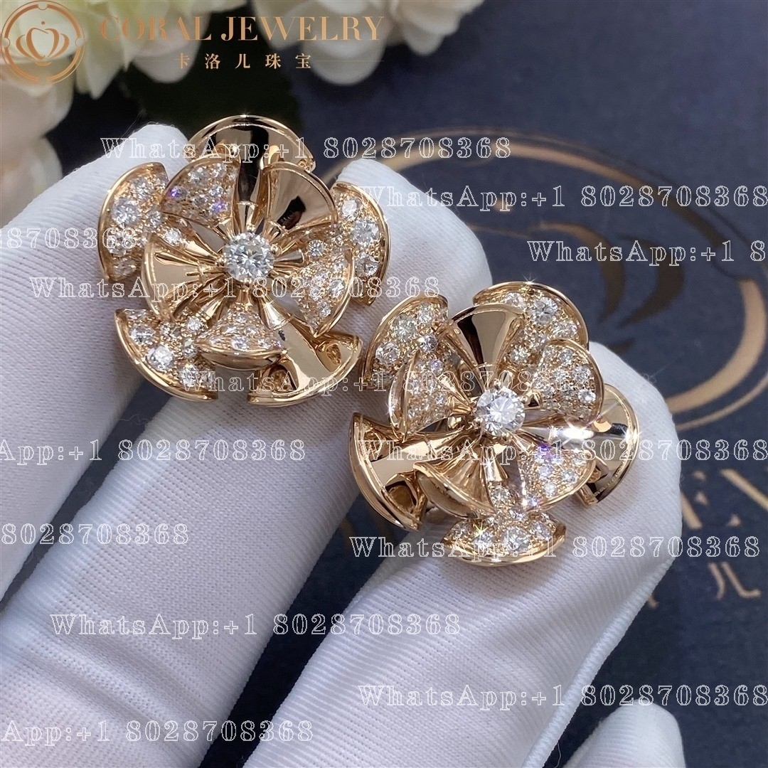 Bulgari Divas' Dream Earrings Pave Diamonds 18K Rose Gold 350784 OR857272