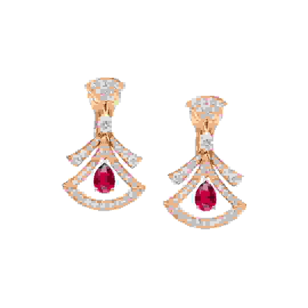 Bulgari Divas' Dream Earrings Rose Gold Diamonds Rubies Ref.: 356954