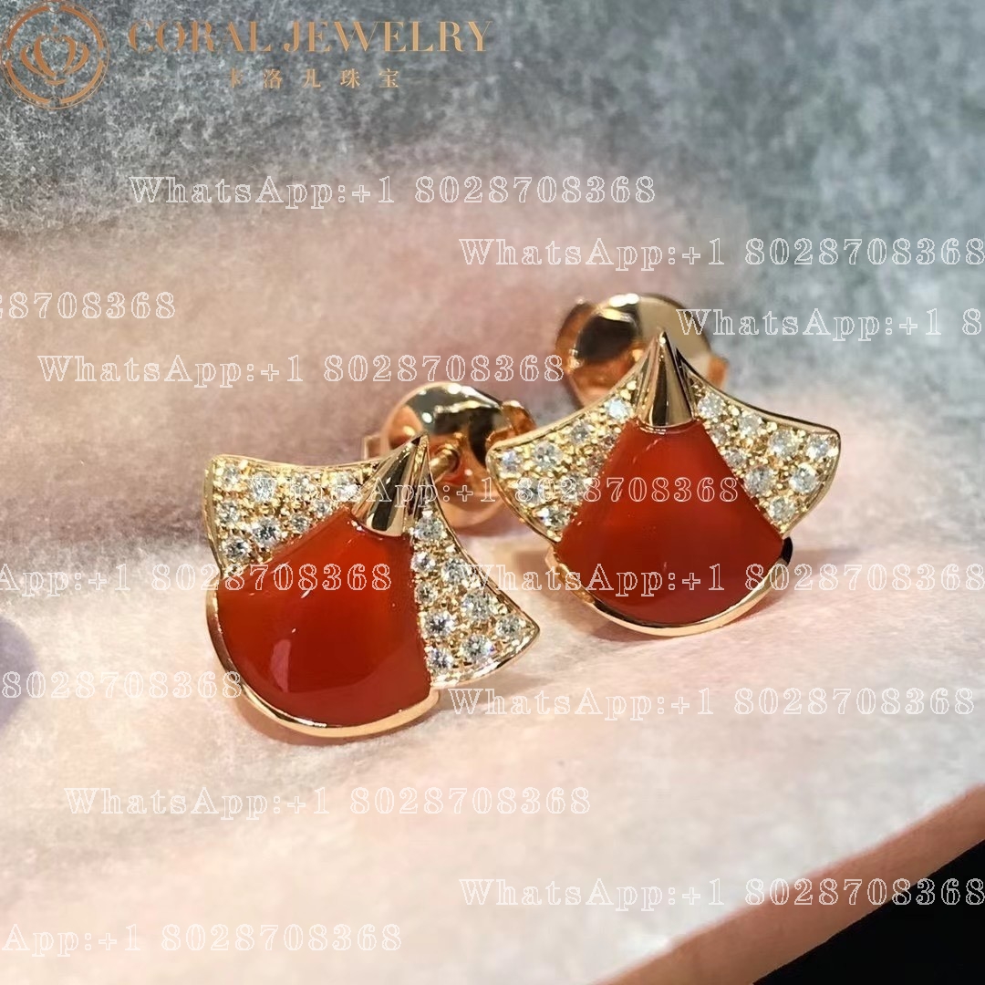 Bulgari Divas' Dream Earrings Rose Gold Diamonds with Carnelian