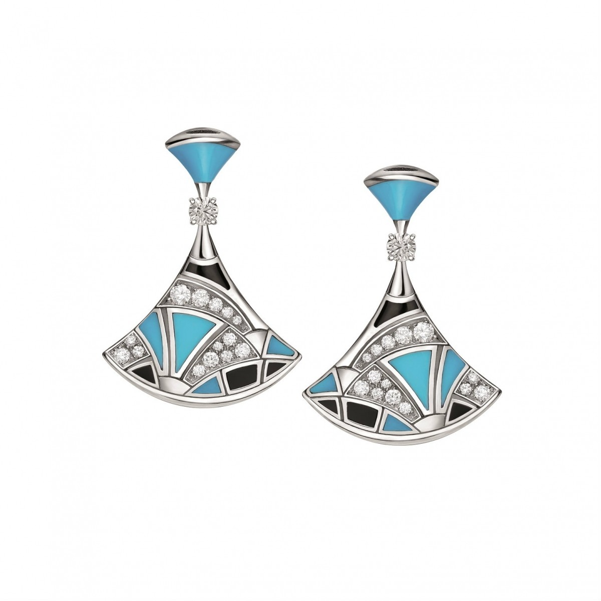 Bulgari Divas Dream Earrings White Gold Diamonds Turquoise 350741 Or857248