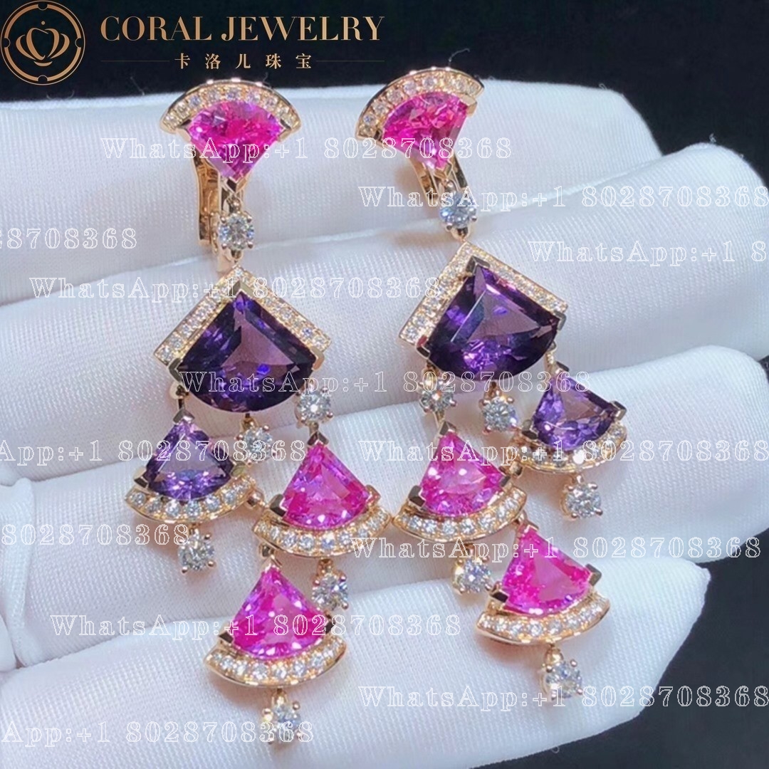 Bulgari Divas' Dream Earrings Rose Gold, Diamond, Amethyst and Rubellite 354078 OR858027