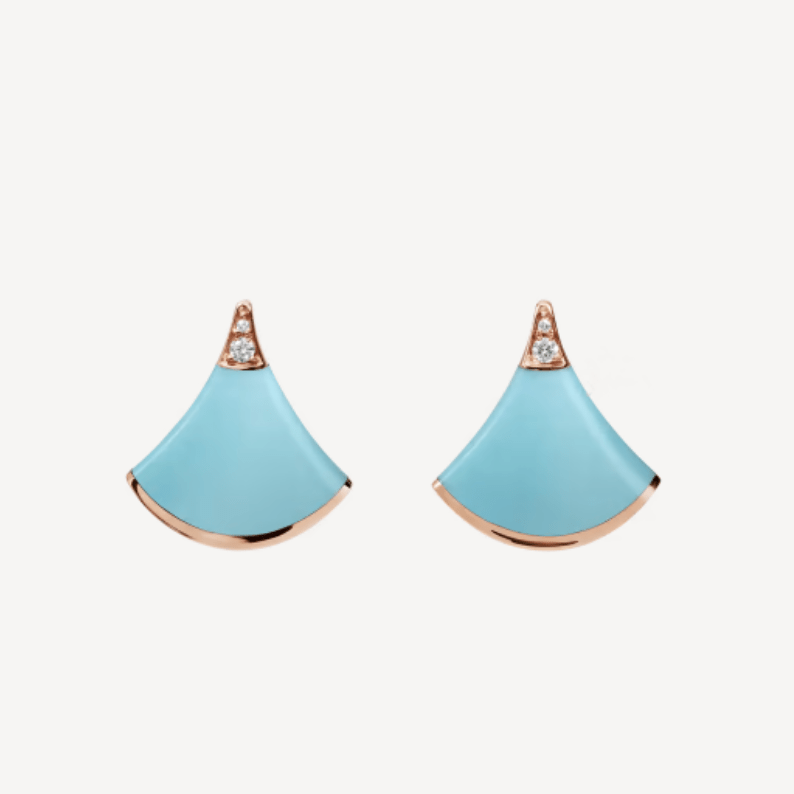 Bulgari Divas' Dream Earrings Rose Gold Diamonds with Turquoise Ref.: 353036