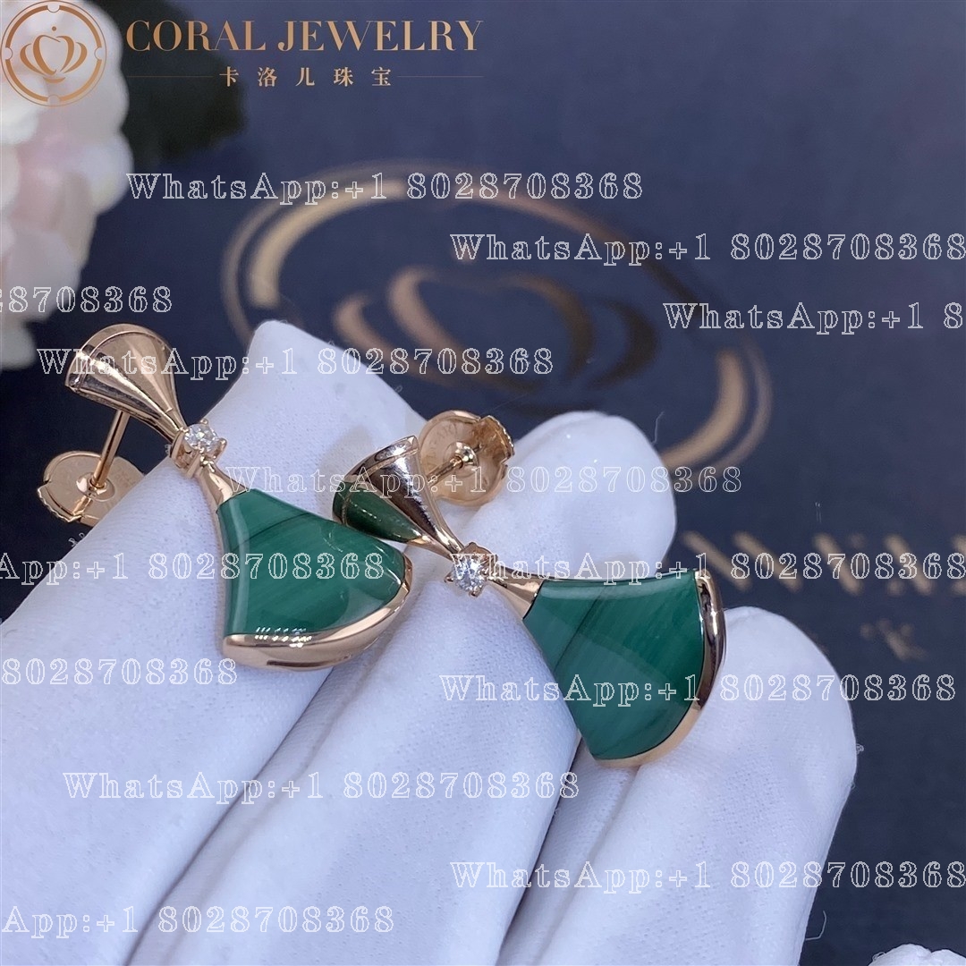 Bulgari Divas' Dream Earrings Rose Gold Diamonds with Malachite Ref.: 356454