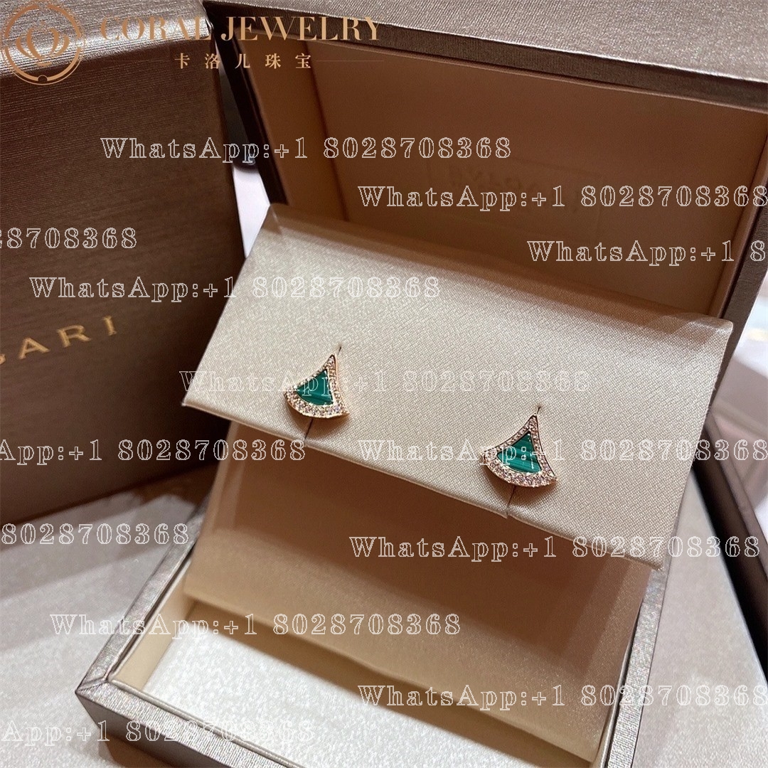 Bulgari Divas' Dream Earrings Rose Gold Diamonds with Malachite Ref.: 359018