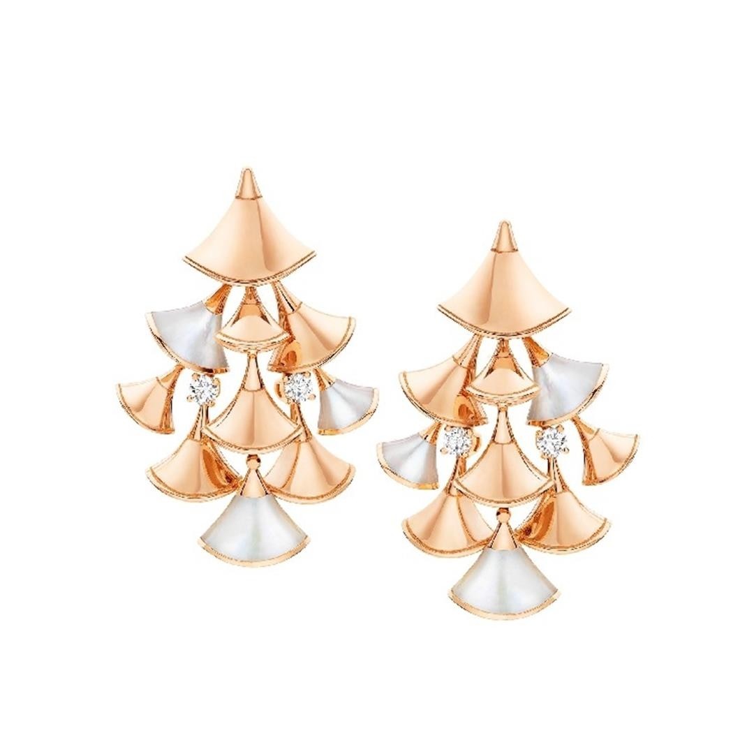 Bulgari Divas Dream Earrings Rose Gold Diamonds With Mother Of Pearl Ref 348363 Or856468 Coral (1)