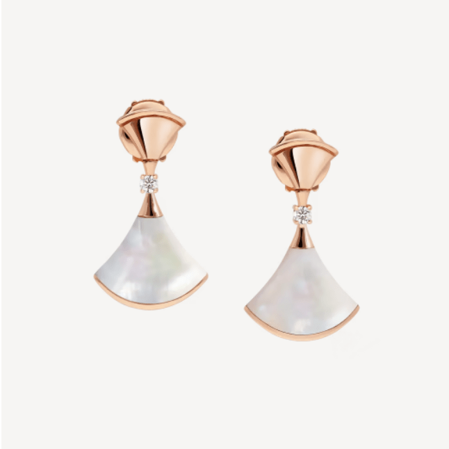 Bulgari Divas' Dream Earrings Rose Gold Diamonds with Mother of Pearl Ref.: 350740