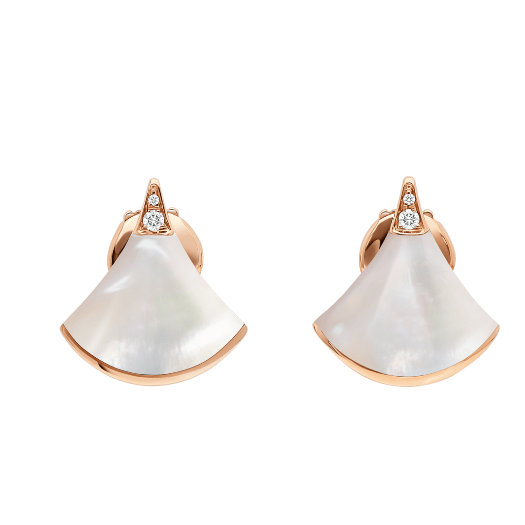 Bulgari Divas' Dream Earrings Rose Gold Diamonds with Mother of Pearl Ref.: 352600