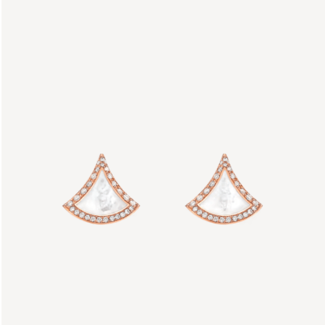 Bulgari Divas Dream Earrings Rose Gold Diamonds With Mother Of Pearl Ref 358899 Coral (1)