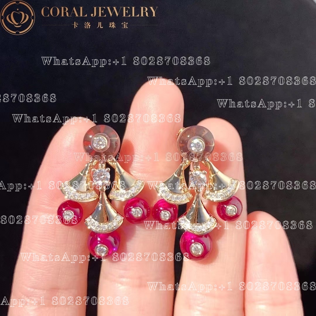 Bulgari Divas' Dream Earrings Rose Gold with Amethysts, Rubellites and Pavé DiamondsRef.: 348357 OR856484