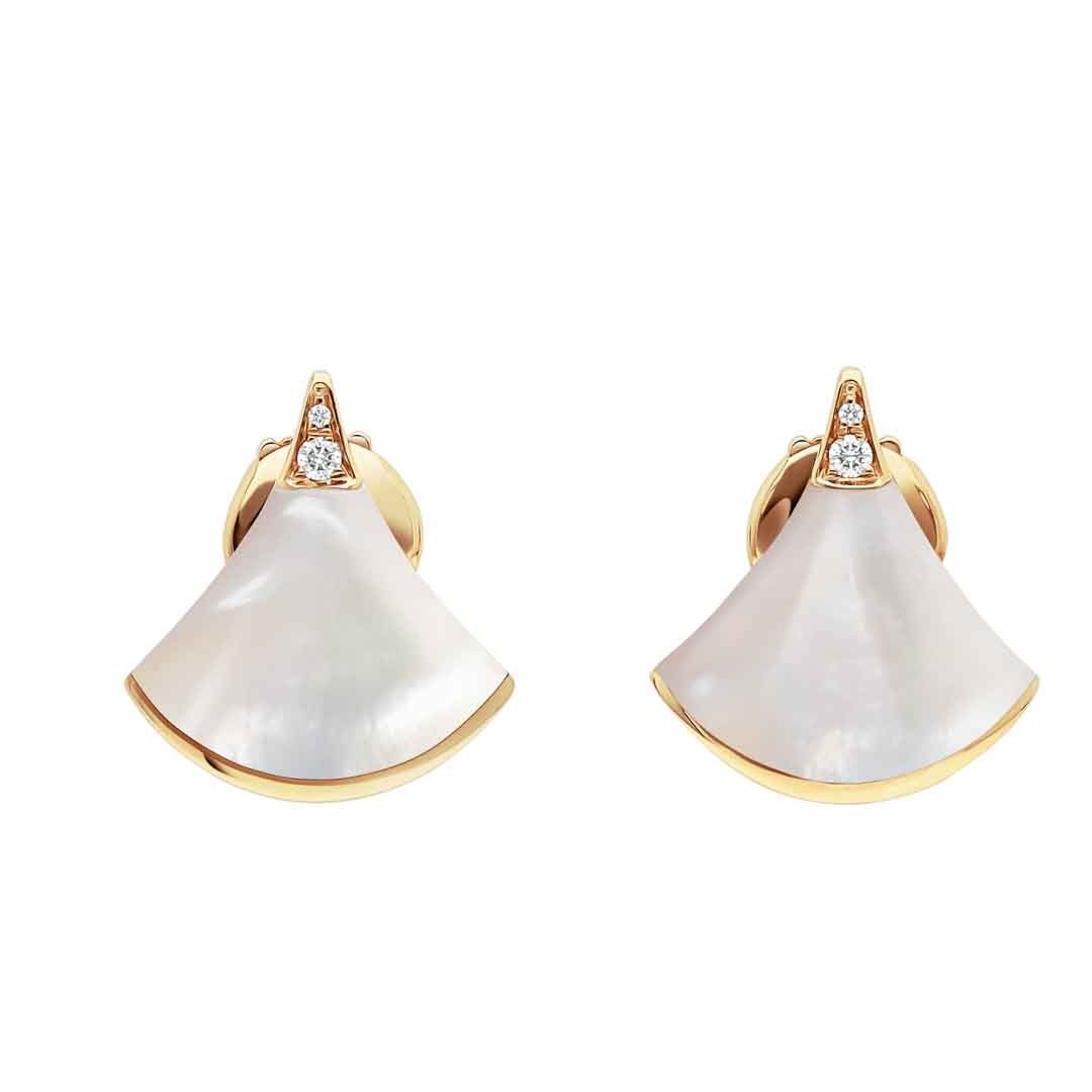 Bulgari Divas Dream Earrings Yellow Gold Diamonds With Mother Of Pearl Ref 352600 Coral (1)