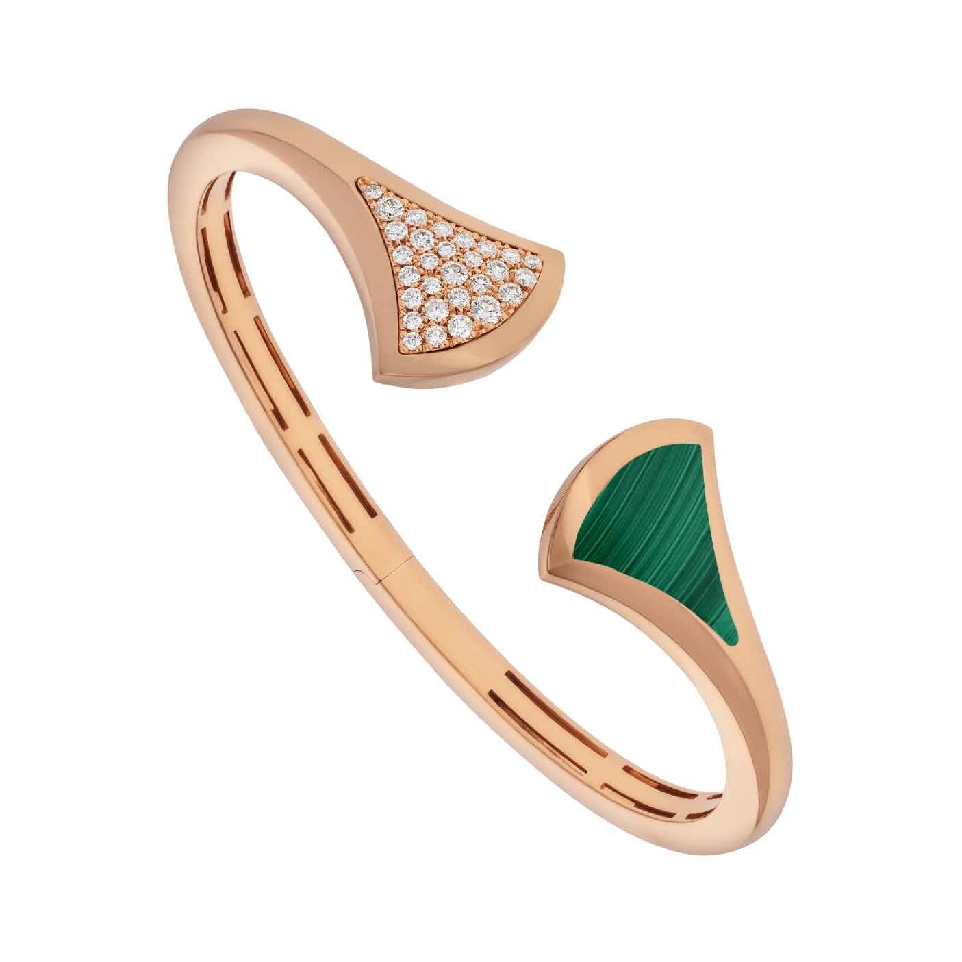 Bulgari Divas' Dream Bracelet Rose Gold Diamond and Malachite