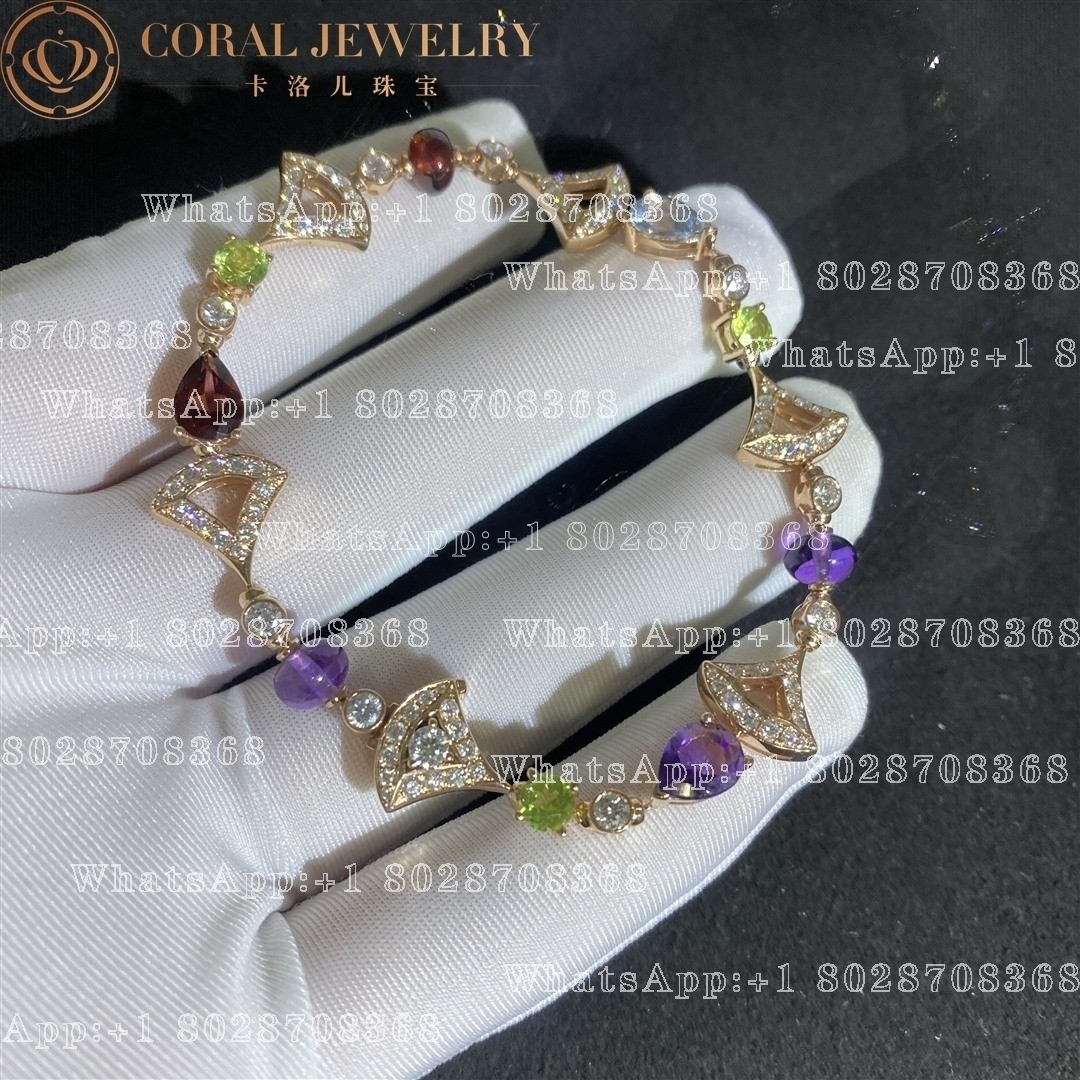 Bulgari Divas' Dream Bracelet Rose Gold With Amethyst, Blue Topaz, Peridot, Pink Tourmaline, RubelliteRef.: 355618