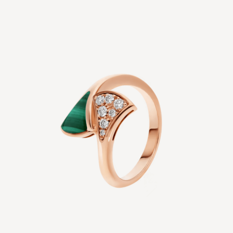 Bulgari Divas Dream Ring Rose Gold Diamonds Malachite Ref 356448