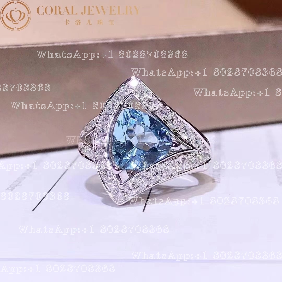 Bulgari Divas Dream Ring White Gold Diamond And Aquamarine Ring Ref 354064 Coral (1)