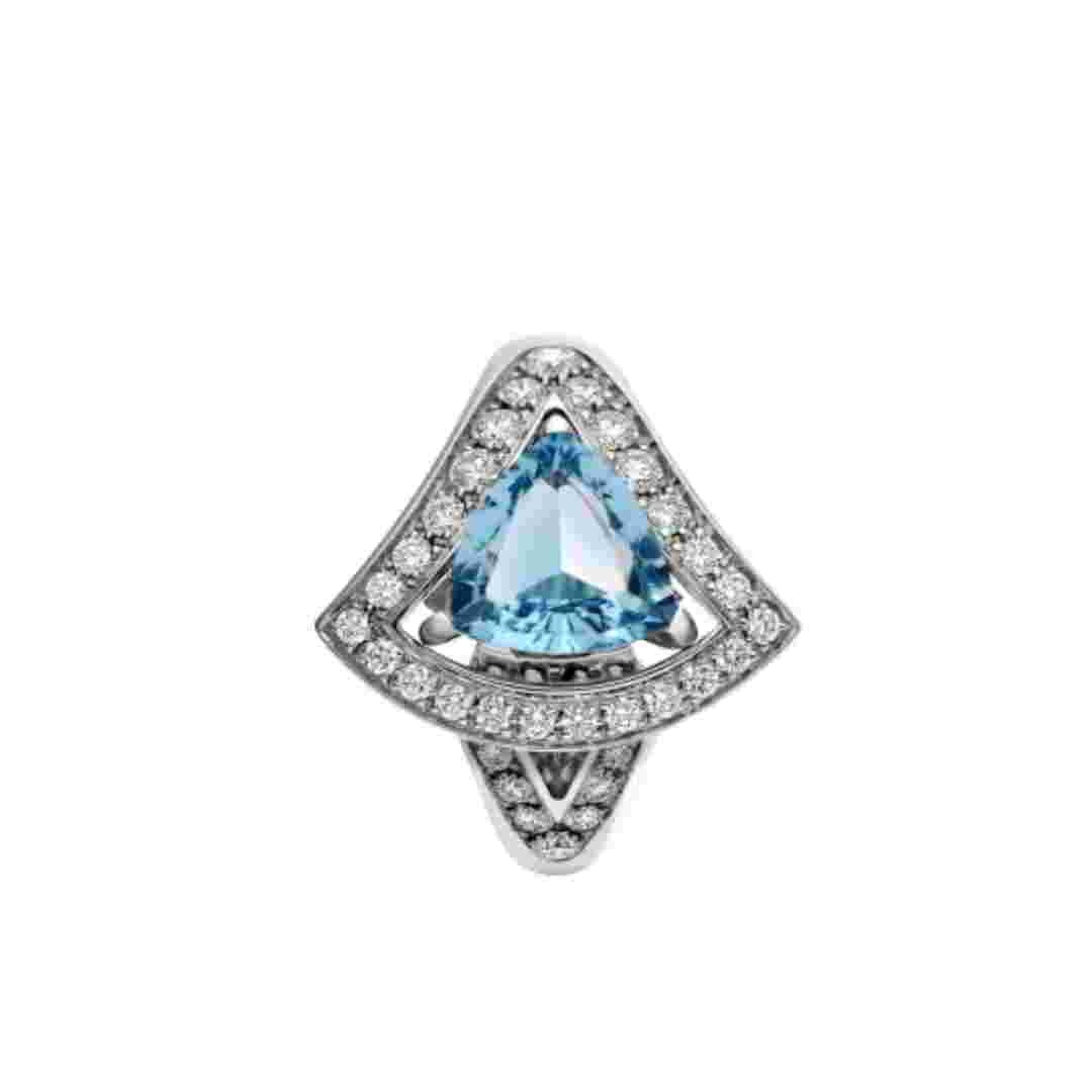 Bulgari Divas Dream Ring White Gold Diamond And Aquamarine Ring Ref 354064 看图王