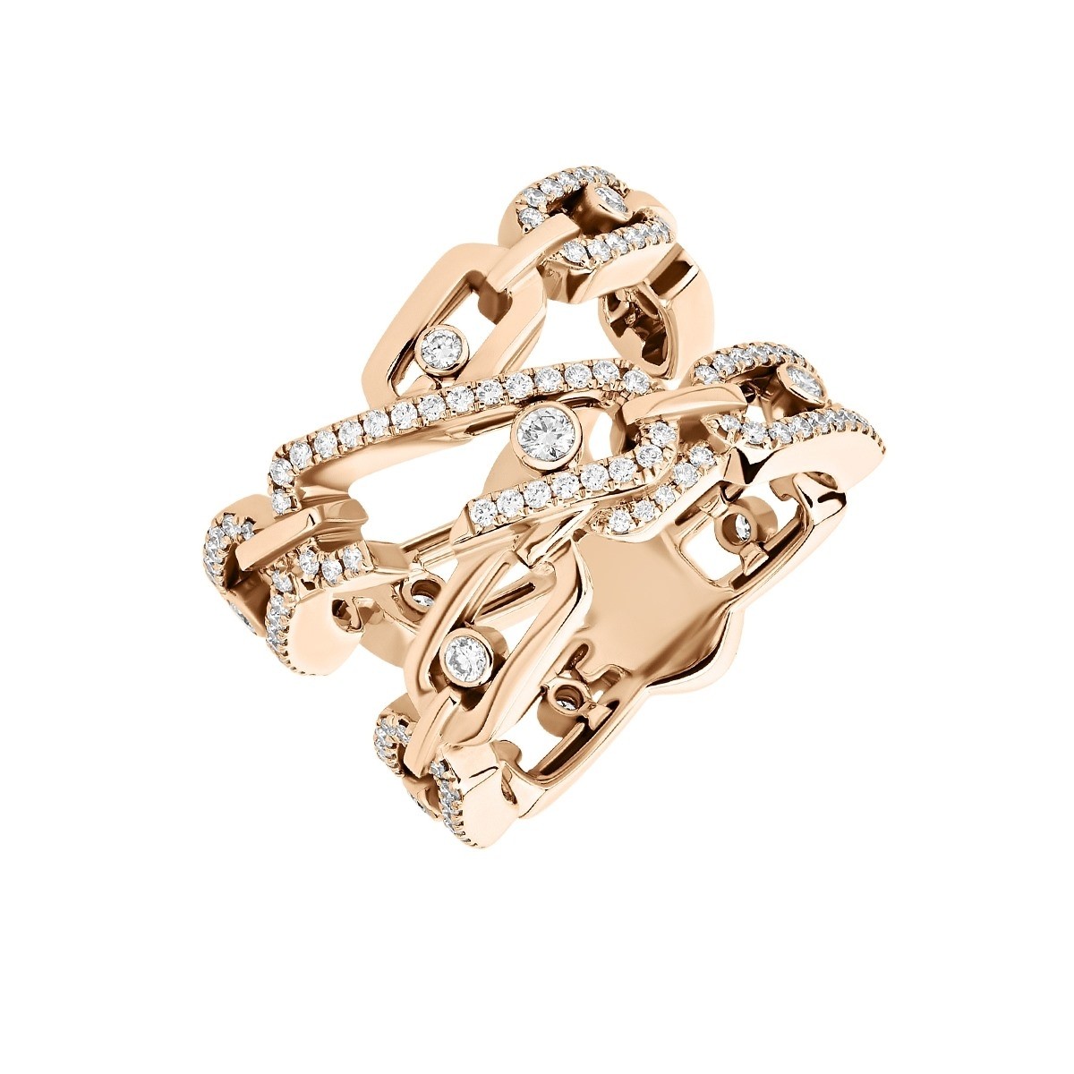 Messika Move Addiction Rose Gold Ring Half paved diamonds 06881-PG