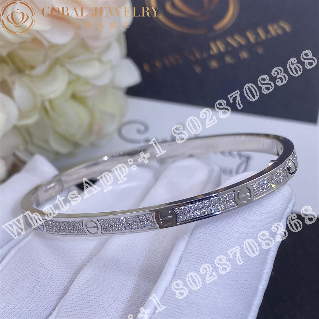 Cartier Love Bracelet Small Model Paved Diamonds White Gold Ref N6710817 Coral (2)