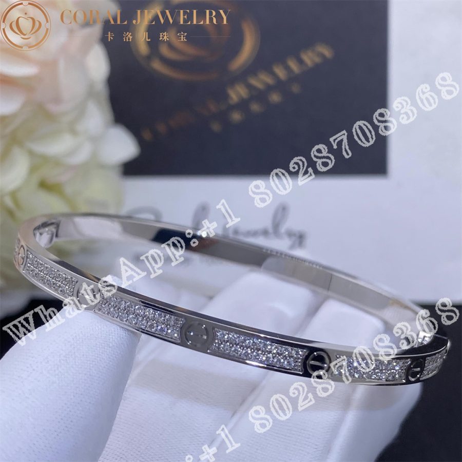 Cartier Love Bracelet Small Model Paved Diamonds White Gold Ref N6710817 Coral (6)